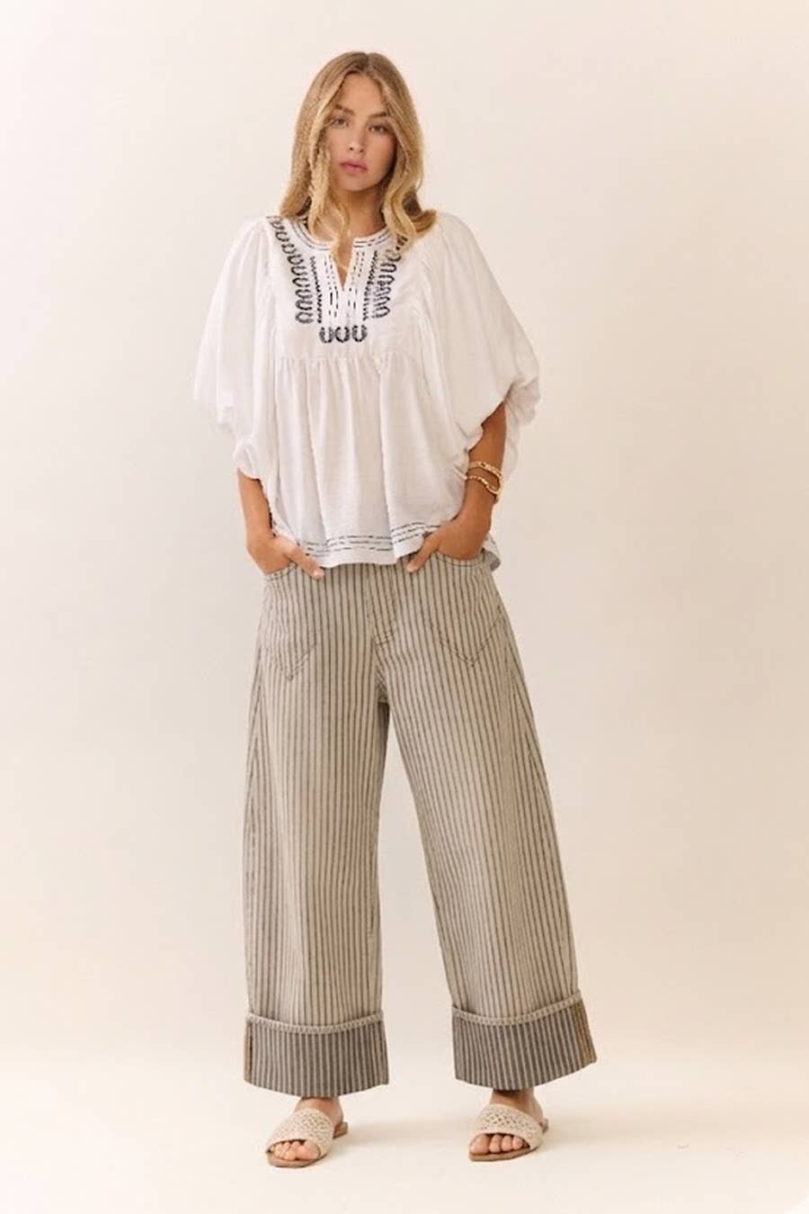Natural Stripe Pants - Ivory