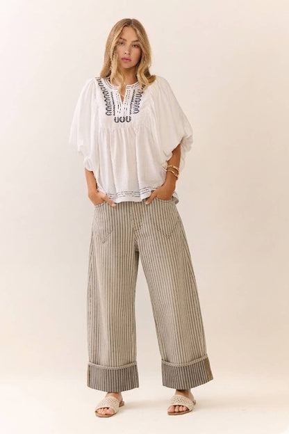 Natural Stripe Pants - Ivory