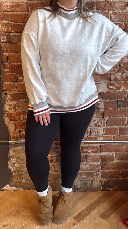 Stripe Mockneck - Grey