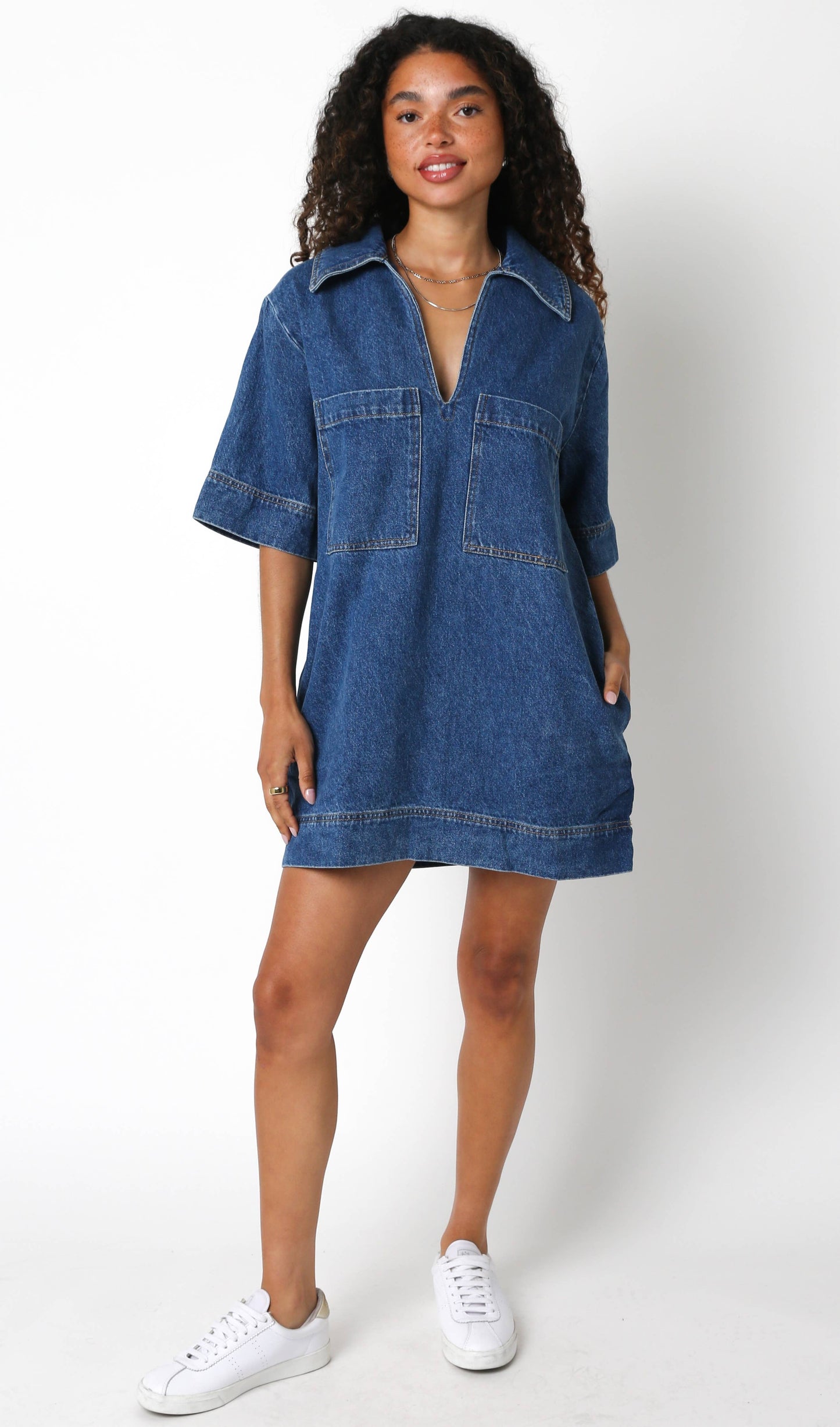 Worn Indigo Denim Dress