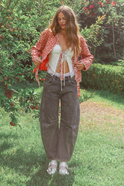 Vintage Dark Wash Barrel Jeans