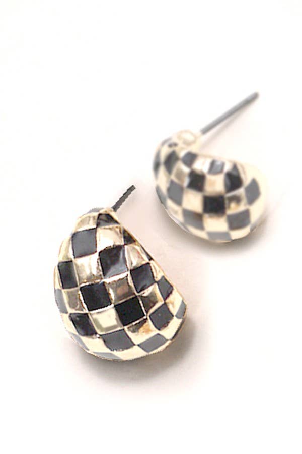 Maya Checker Hoop Earrings