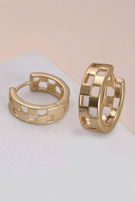 Allison Checker Huggie Earring Gold