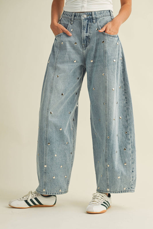 The Nova Studded Barrel Jeans