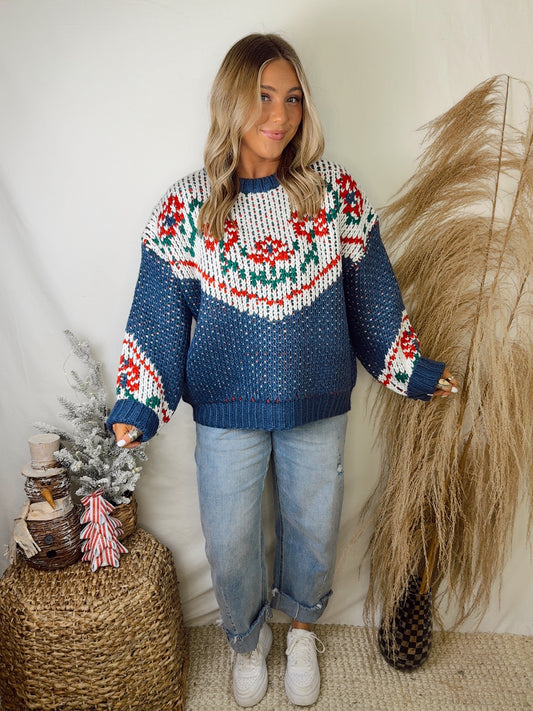 Vintage Poinsetta Sweater