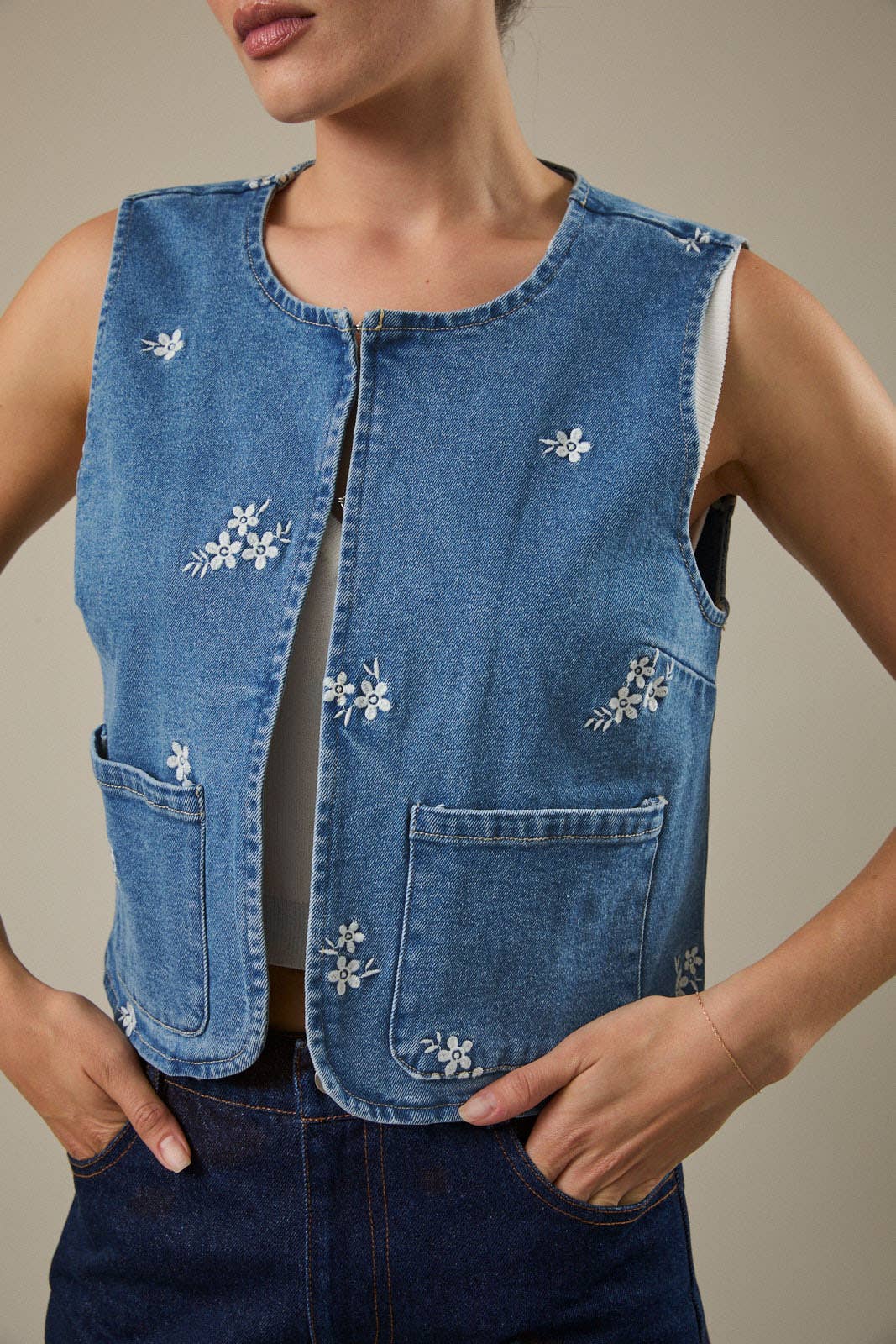 PREORDER Wildflower Stitch Denim Vest