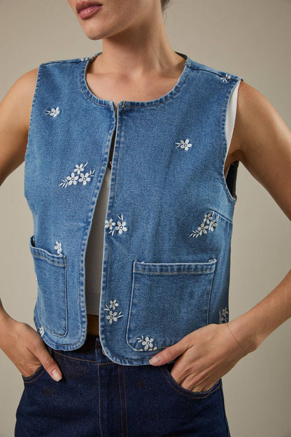PREORDER Wildflower Stitch Denim Vest