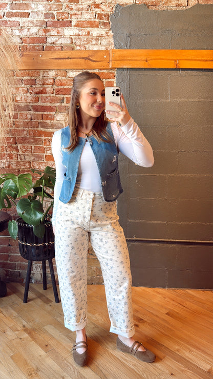 PREORDER Wildflower Stitch Denim Vest