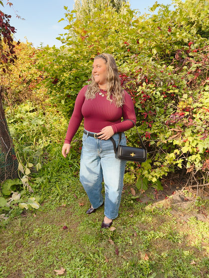 Cranberry Charm Ribbed Long Sleeve