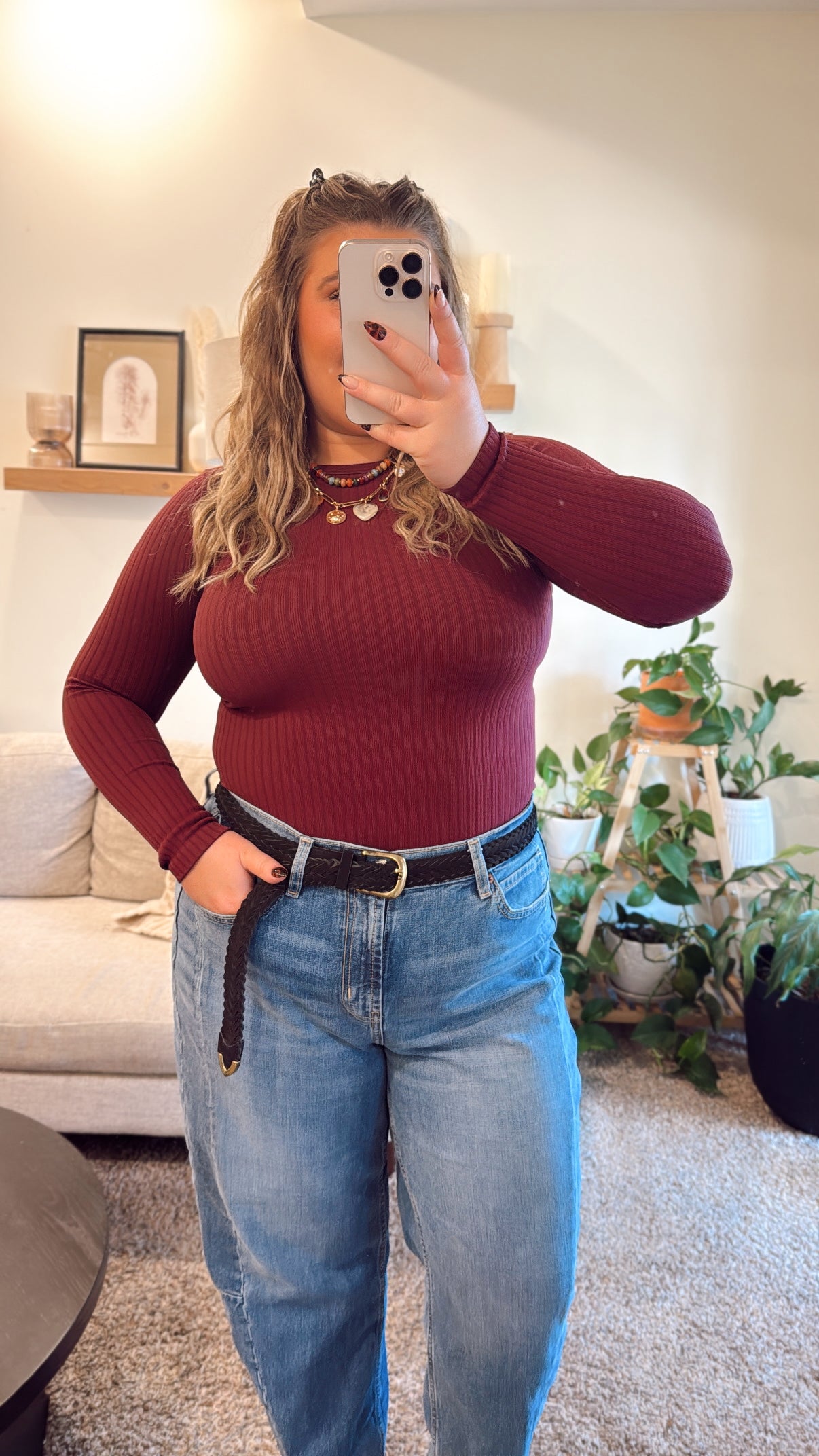 Cranberry Charm Ribbed Long Sleeve