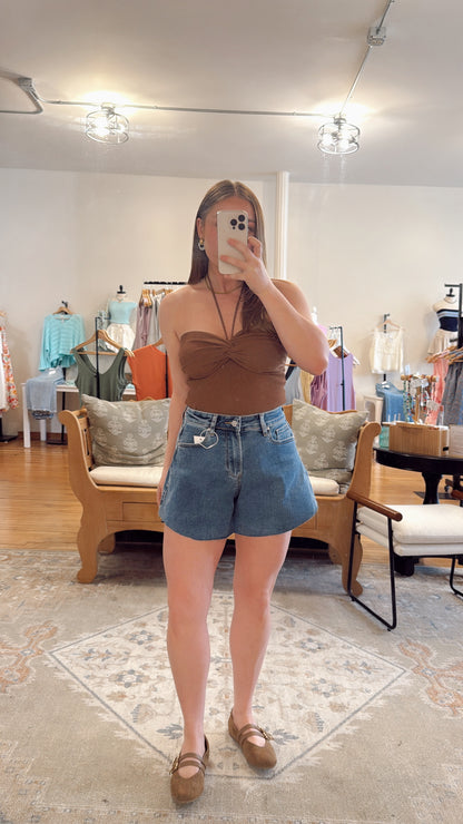 Twisted Tube Top Brown