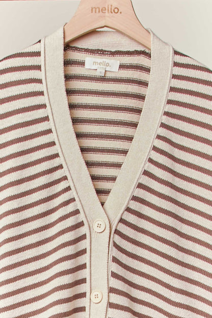 Brown & Cream Stripe Cardigan