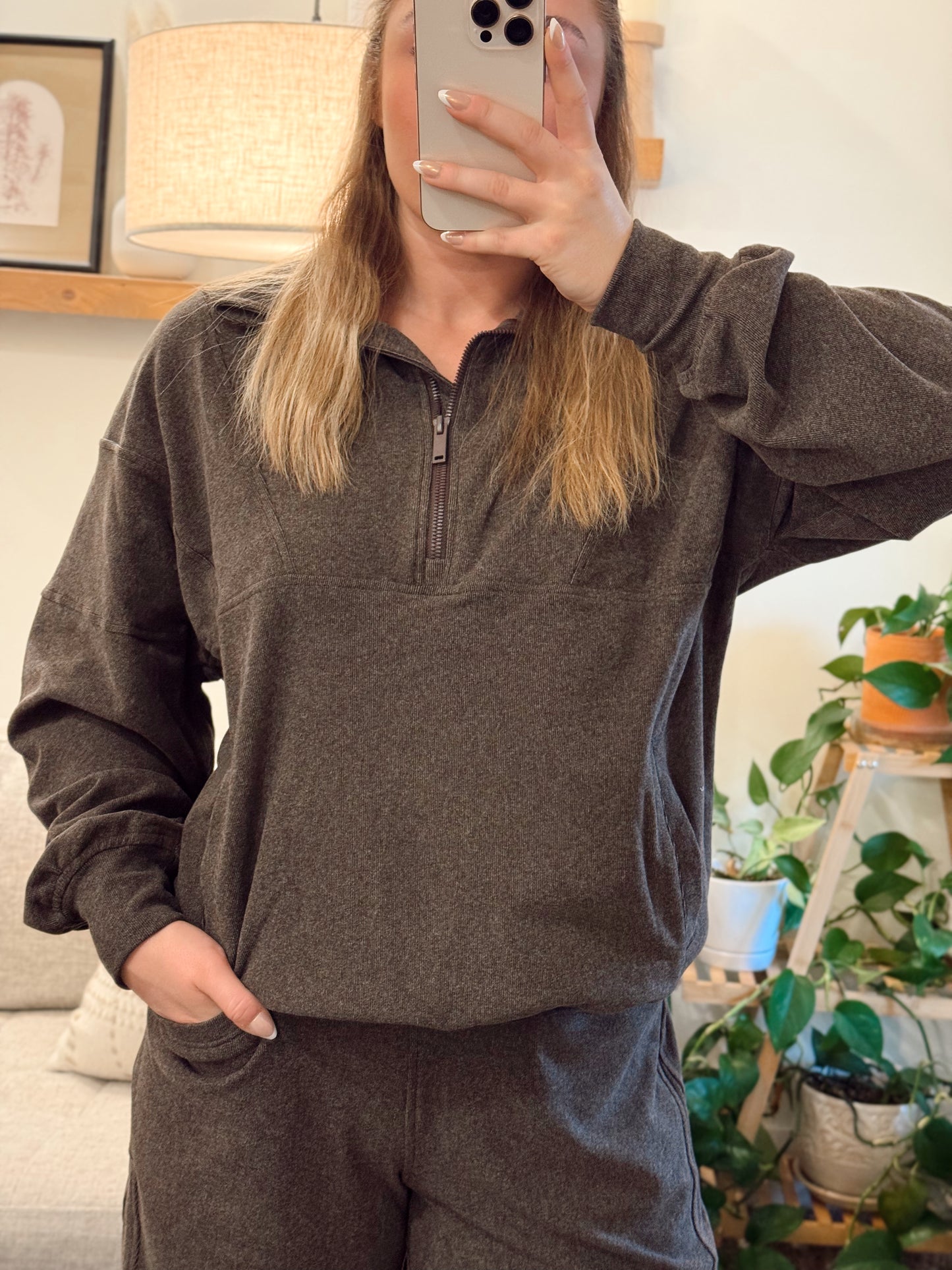 Brushed 1/4 Zip - Espresso