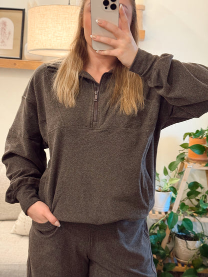 Brushed 1/4 Zip - Espresso