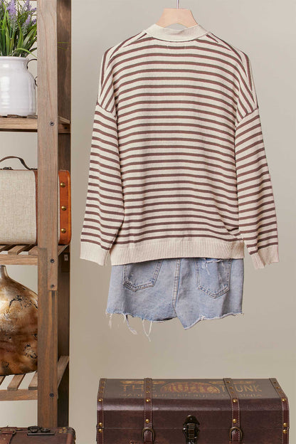 Brown & Cream Stripe Cardigan