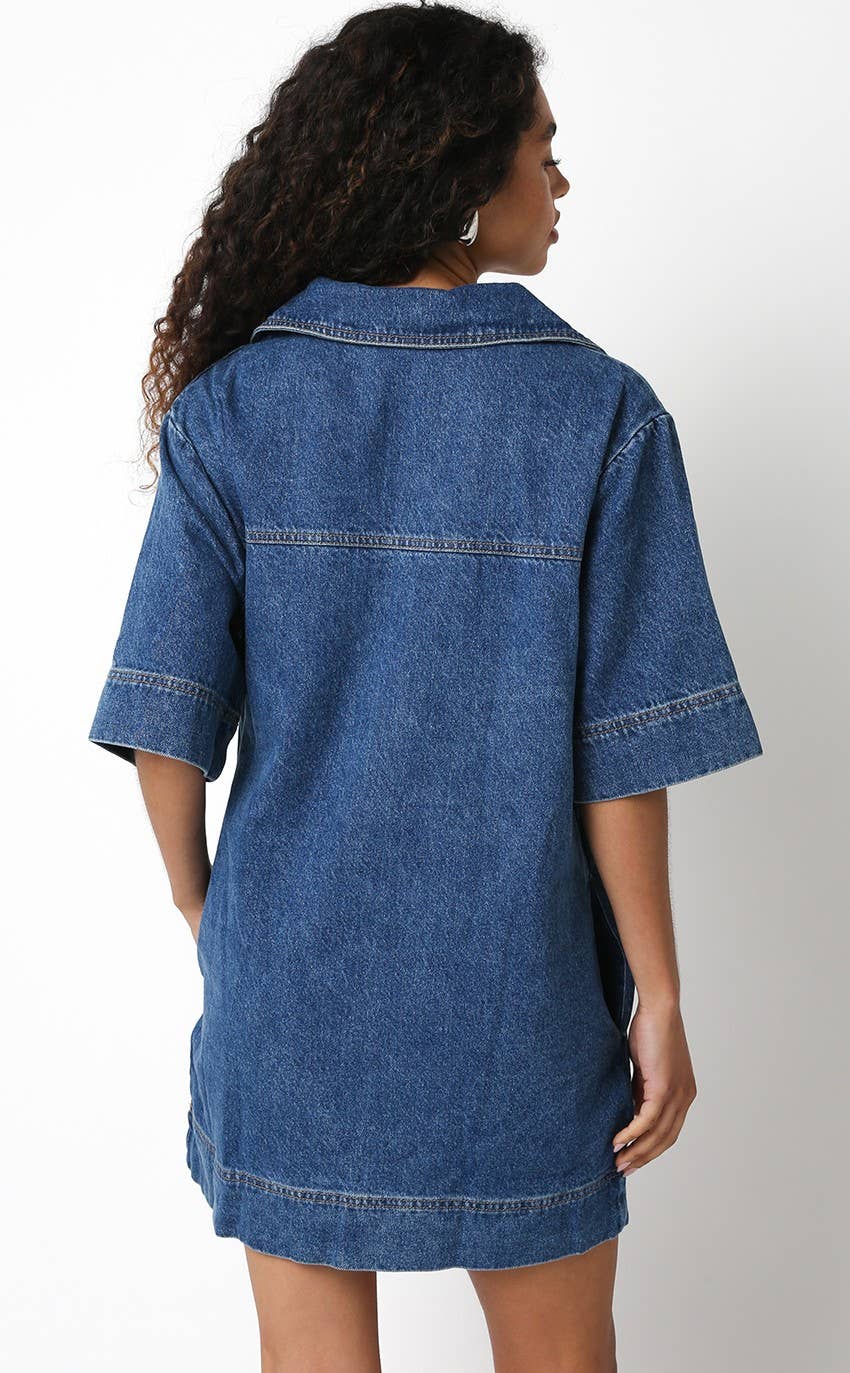 Worn Indigo Denim Dress