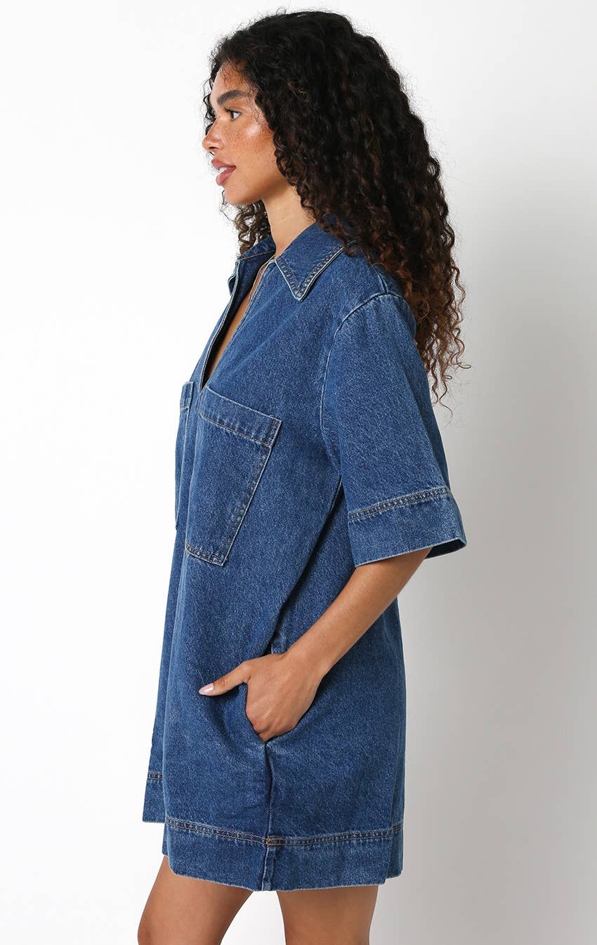 Worn Indigo Denim Dress