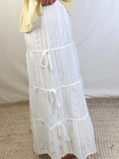 Freya Boho White Maxi Skirt