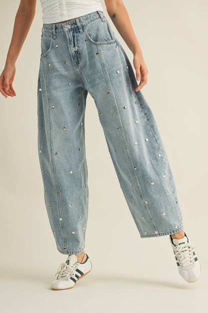 The Nova Studded Barrel Jeans