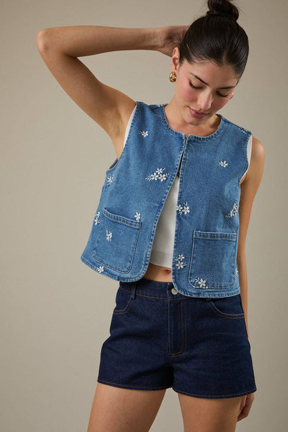 PREORDER Wildflower Stitch Denim Vest