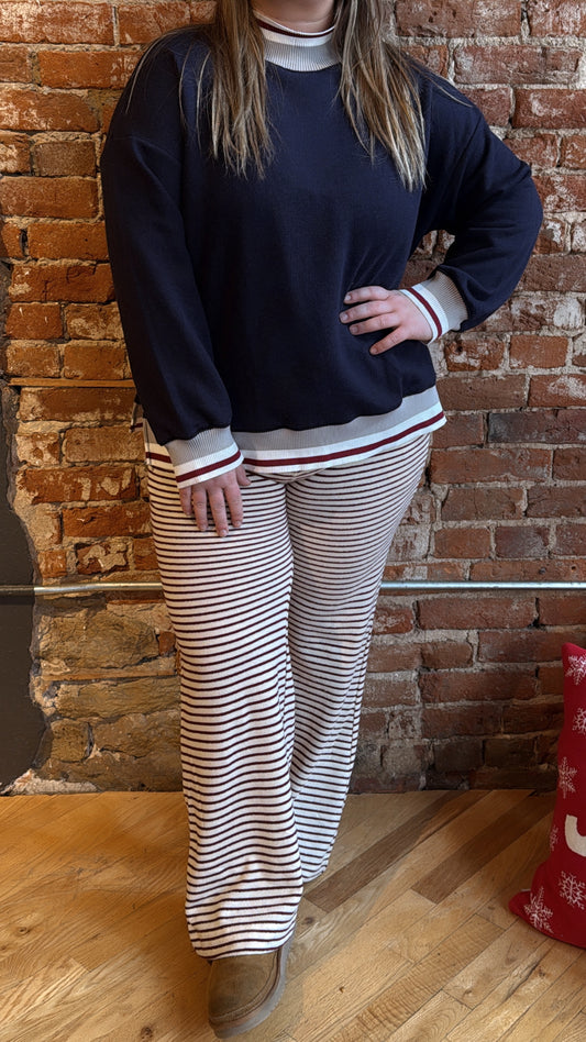 Stripe Mockneck - Navy