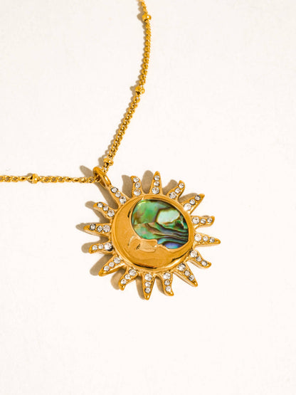 Azure 18K Gold Non-Tarnish Sun Moon Pendant Necklace
