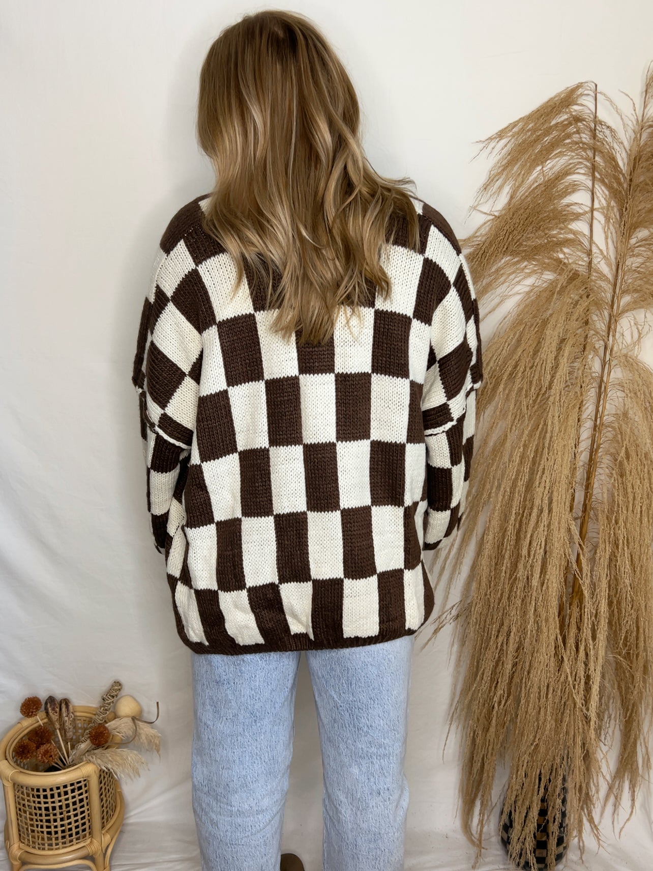 Mocha Checkered Cardigan