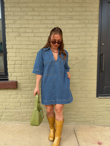 Worn Indigo Denim Dress