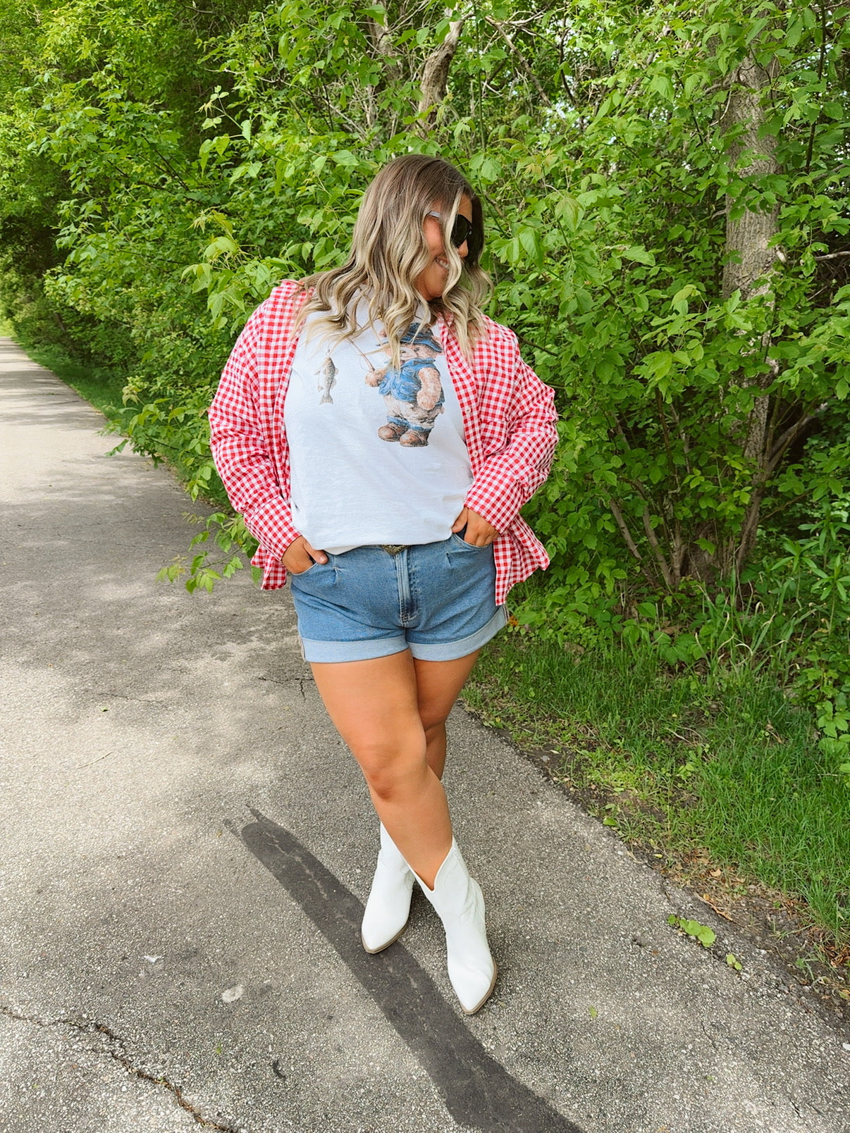 Noella Gingham Button Down Red