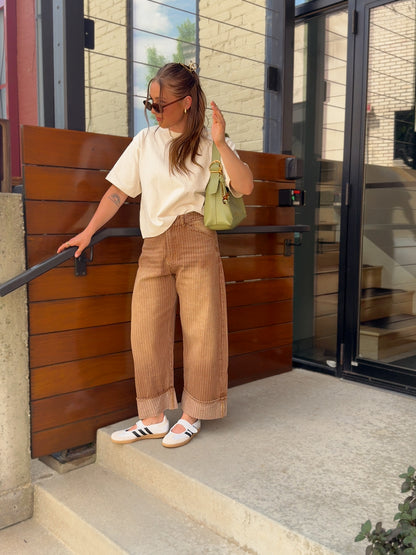Natural Stripe Pants - Brown