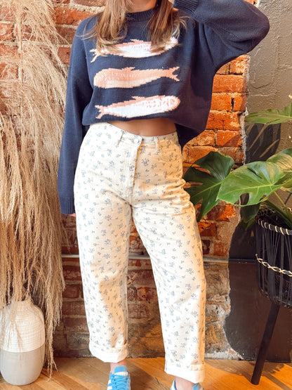 Floral Denim Jeans
