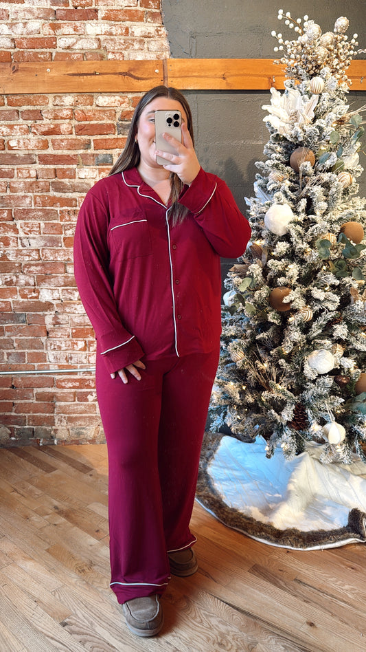 Kiss Me Goodnight Pj's - Burgundy