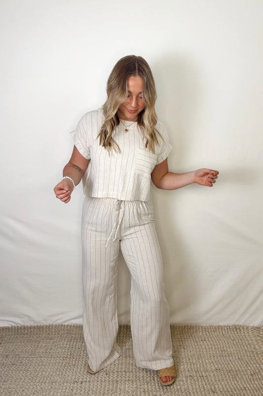 Pinstripe Short Sleeve Boxy Tee