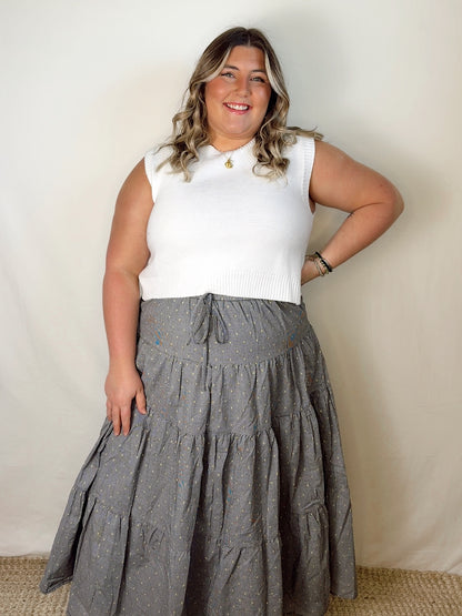 Black Gingham Maxi Skirt