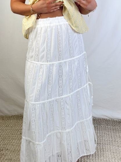 Freya Boho White Maxi Skirt