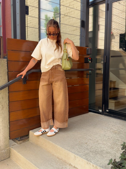 Natural Stripe Pants - Brown