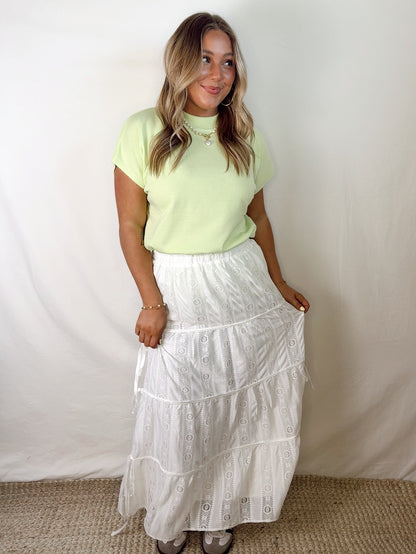 Freya Boho White Maxi Skirt