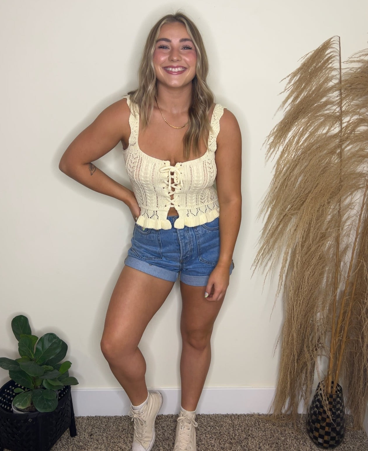 Olivia Lace-up Sweater Tank