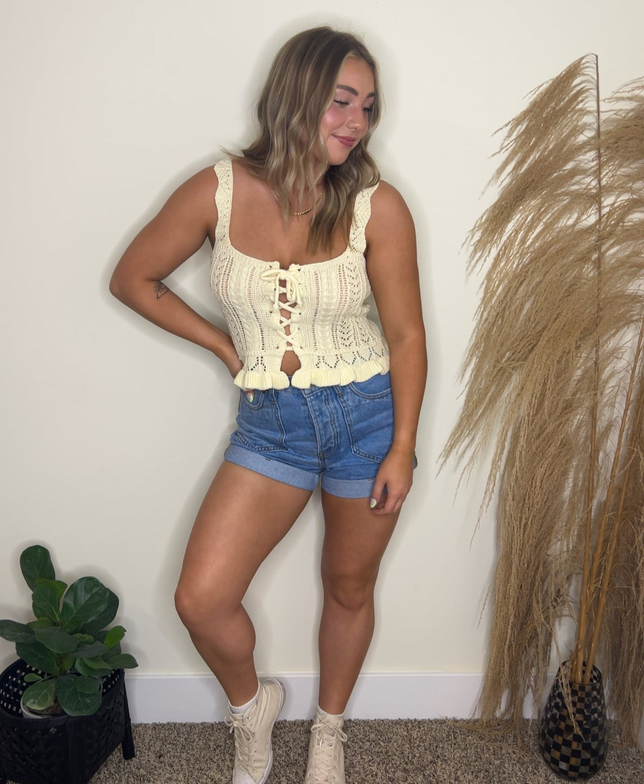 Olivia Lace-up Sweater Tank