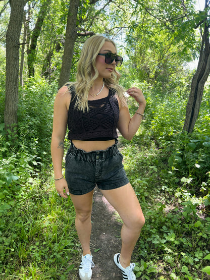 Rae Crochet Top Black