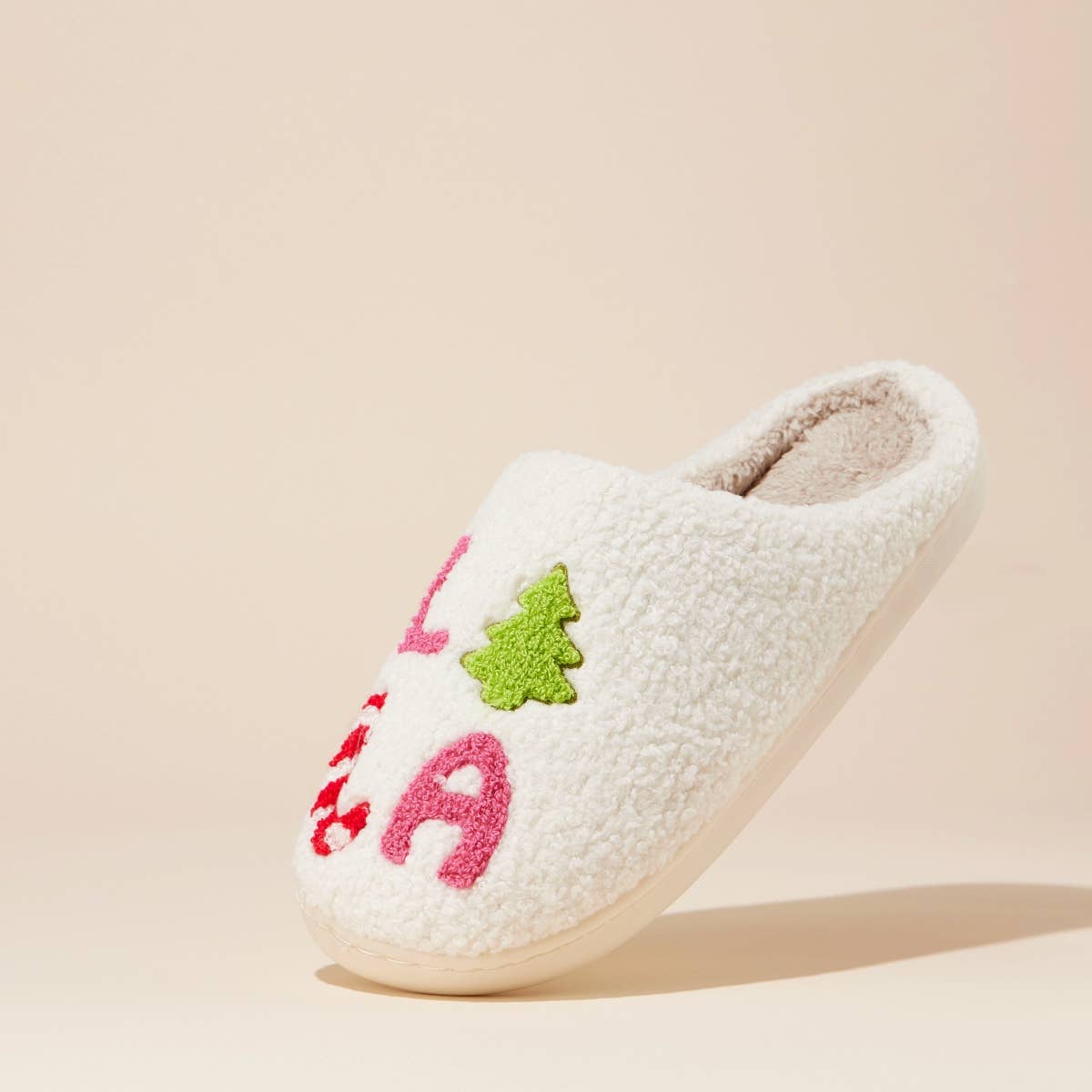 ‘FALALALA’ Tree Fuzzy Home Slippers