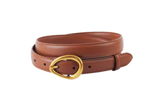 Asymmetrical Buckle Leather Belt (Genuine Leather)