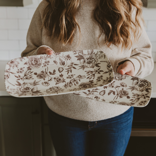 Brown Delft Stacking Tray - Set of 2