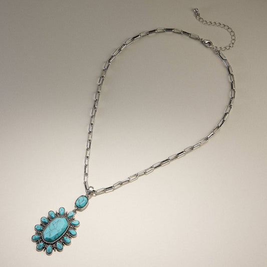 Floral Turquoise Pendant Necklace