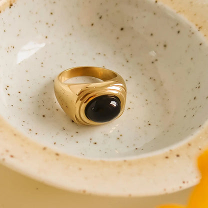 Black Agate Stone Ring