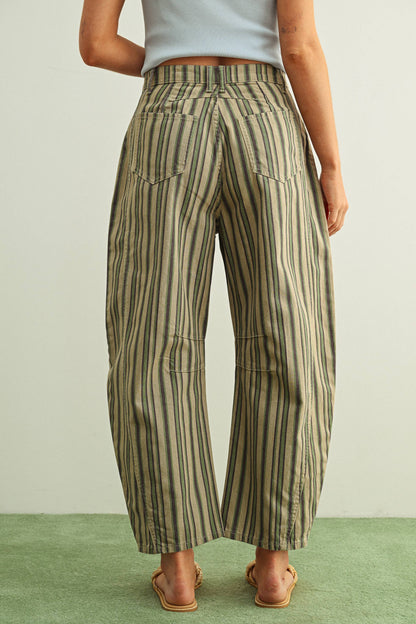 Matcha Stripe Barrel Jeans