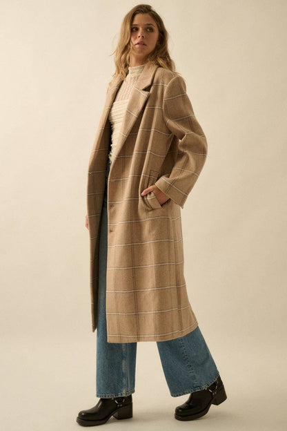 Plaid Herringbone Tweed Overcoat
