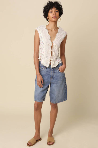 Senna Lace-Trim Floral Tank Top