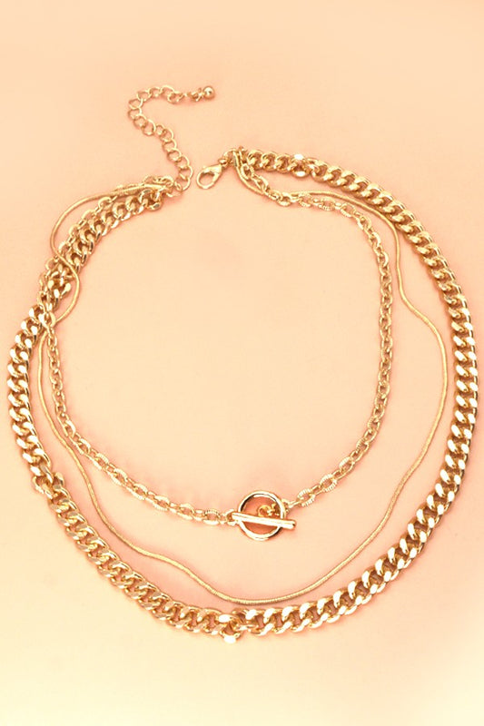 Blakely 3 row Snake Chain Necklace