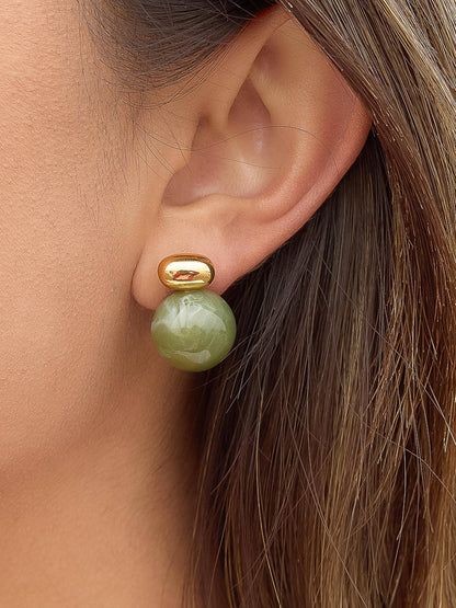 Velisse Green Marble Ball Earrings